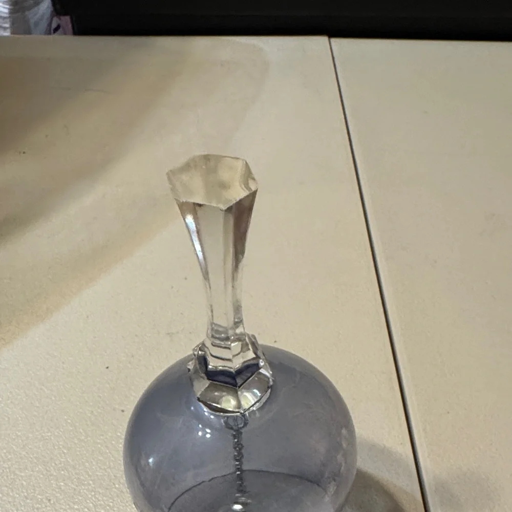 Elegant Etched Glass Bell Bluish Purple Bell - Picture 6 of 6